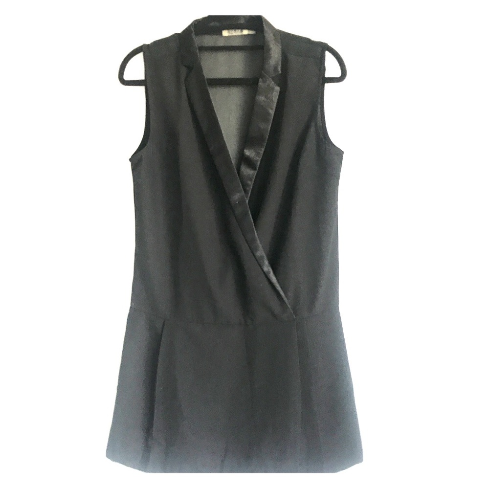 Black Low Cut Tux Dress